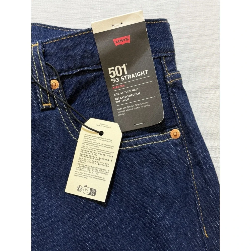 Levi's Premium 501 '93 Straight Dark Wash Stretch Jeans Men's 29x34 Button Fly